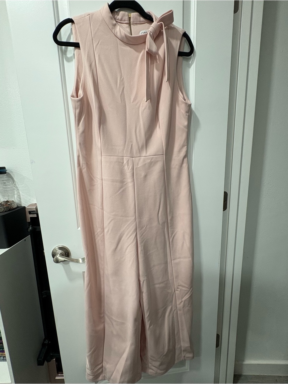 Calvin Klein Blush Pink Sleeveless Tie-Neck Jumpsuit